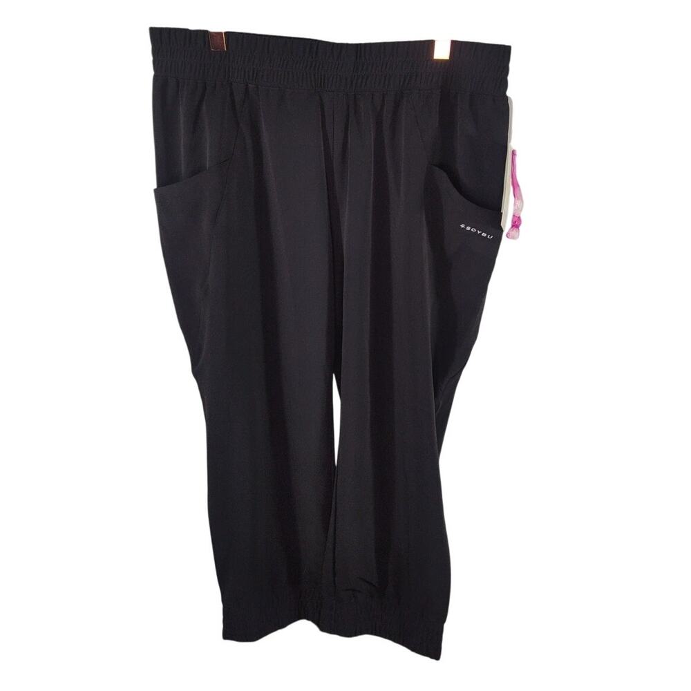 Soybu Skim Capri Jogger Black Workout Exercise Gym Pants Large